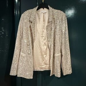 MARBLE Cream Pearl & Sequin Blazer Jacket